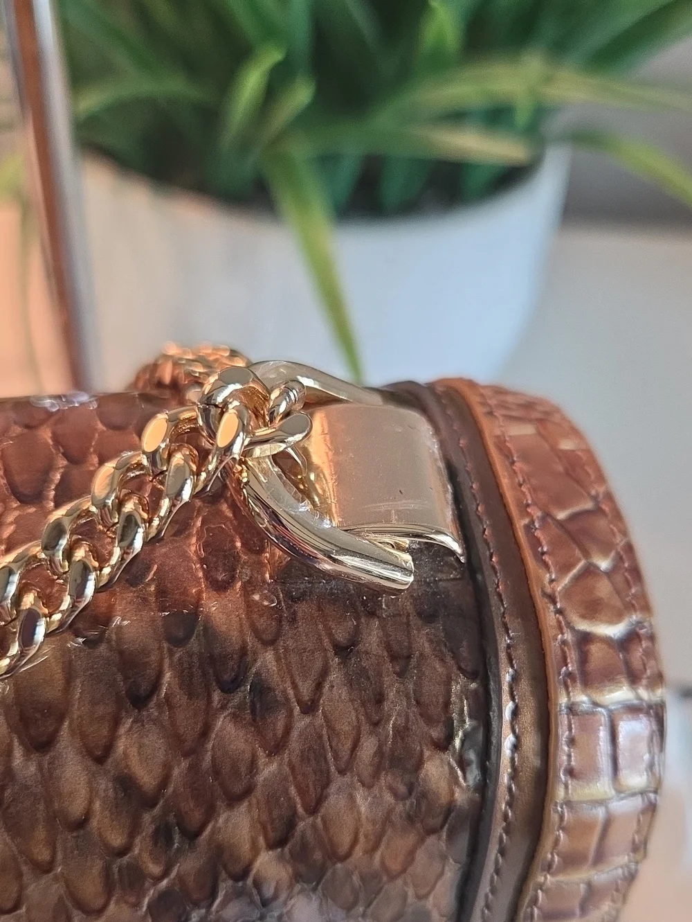 Brahmin Rosalie Shoulder Bag Macchiato Mansuri Python Snake Print NWT